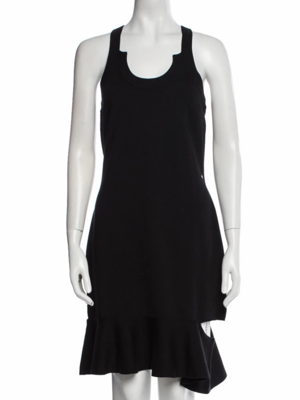 Burberry Black Sleeveless Asymmetric Ruffle-Hem Dress